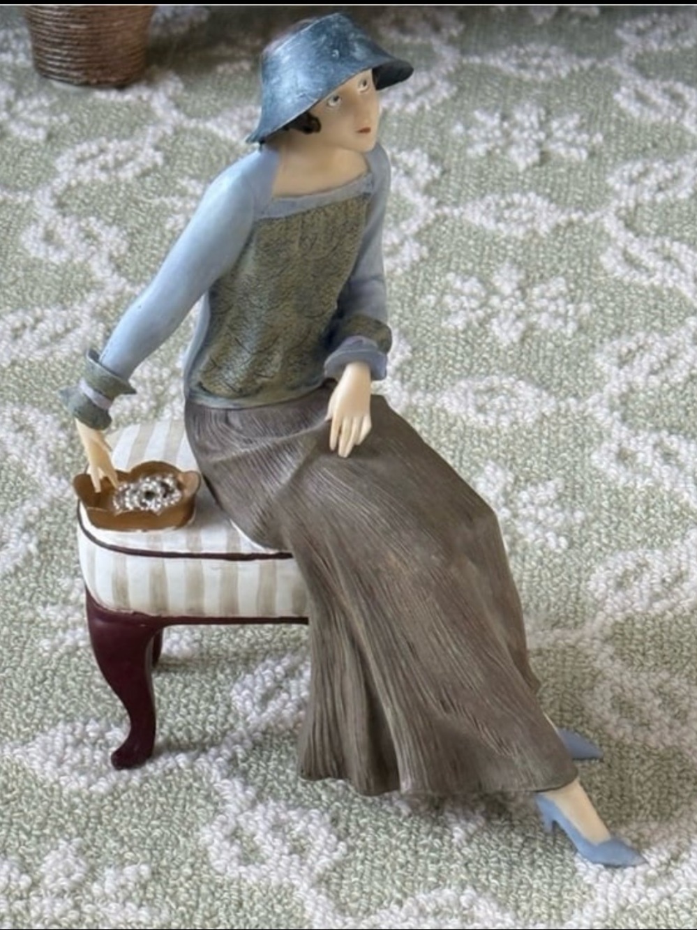 Art Deco Lady Victorian Style Seated on Chair Tabletop Figurine